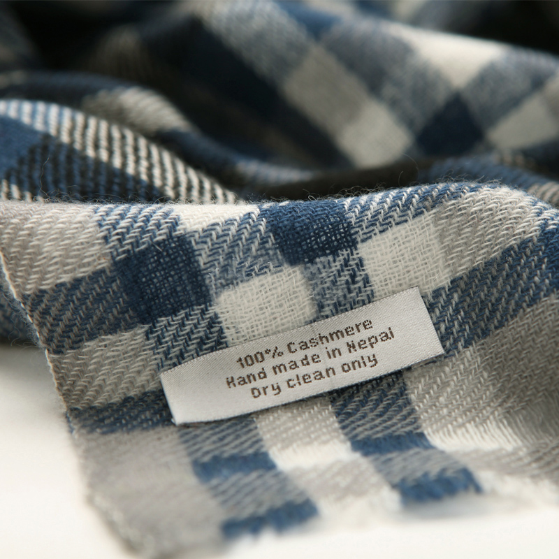 Pure Cashmere Scarves Blue Plaid Fashional Winter Scarf